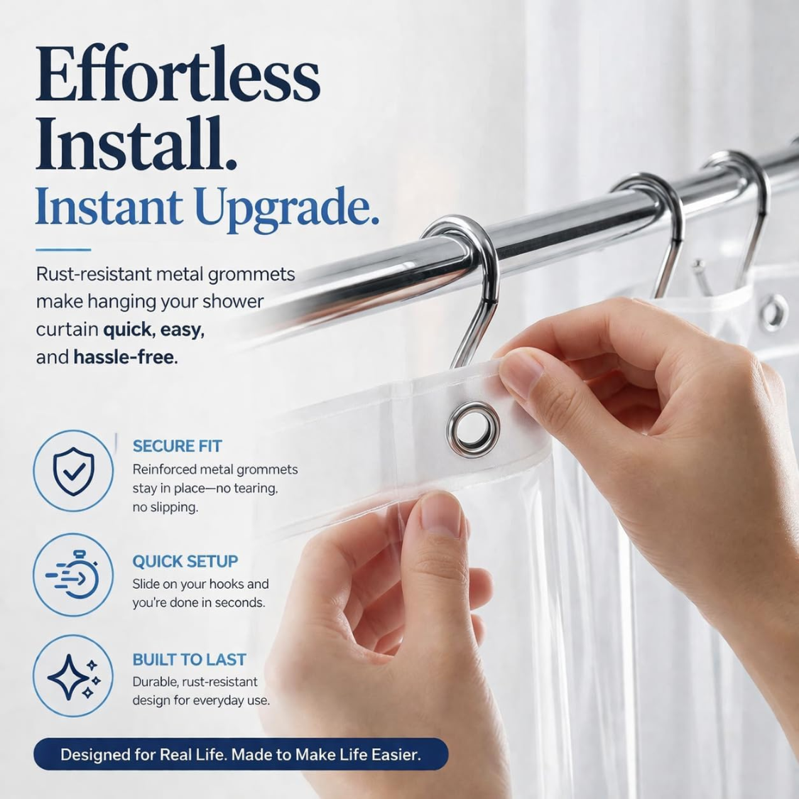 Crystal Clear PEVA Shower Curtain Liner - Waterproof & Odor-Free