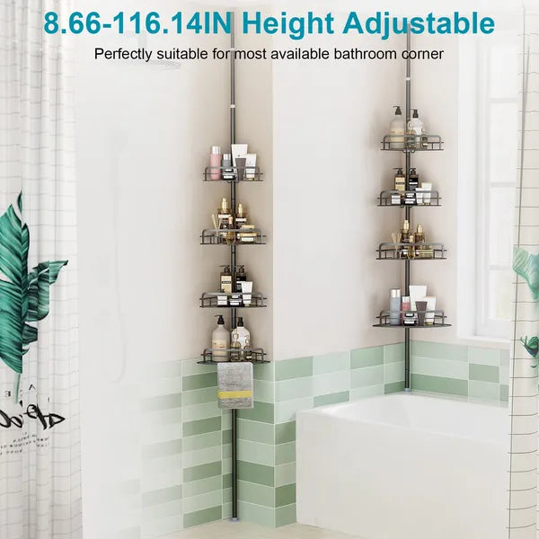 Rust-Resistant Corner Shower Caddy For Bathroom 4 Height Adjustable