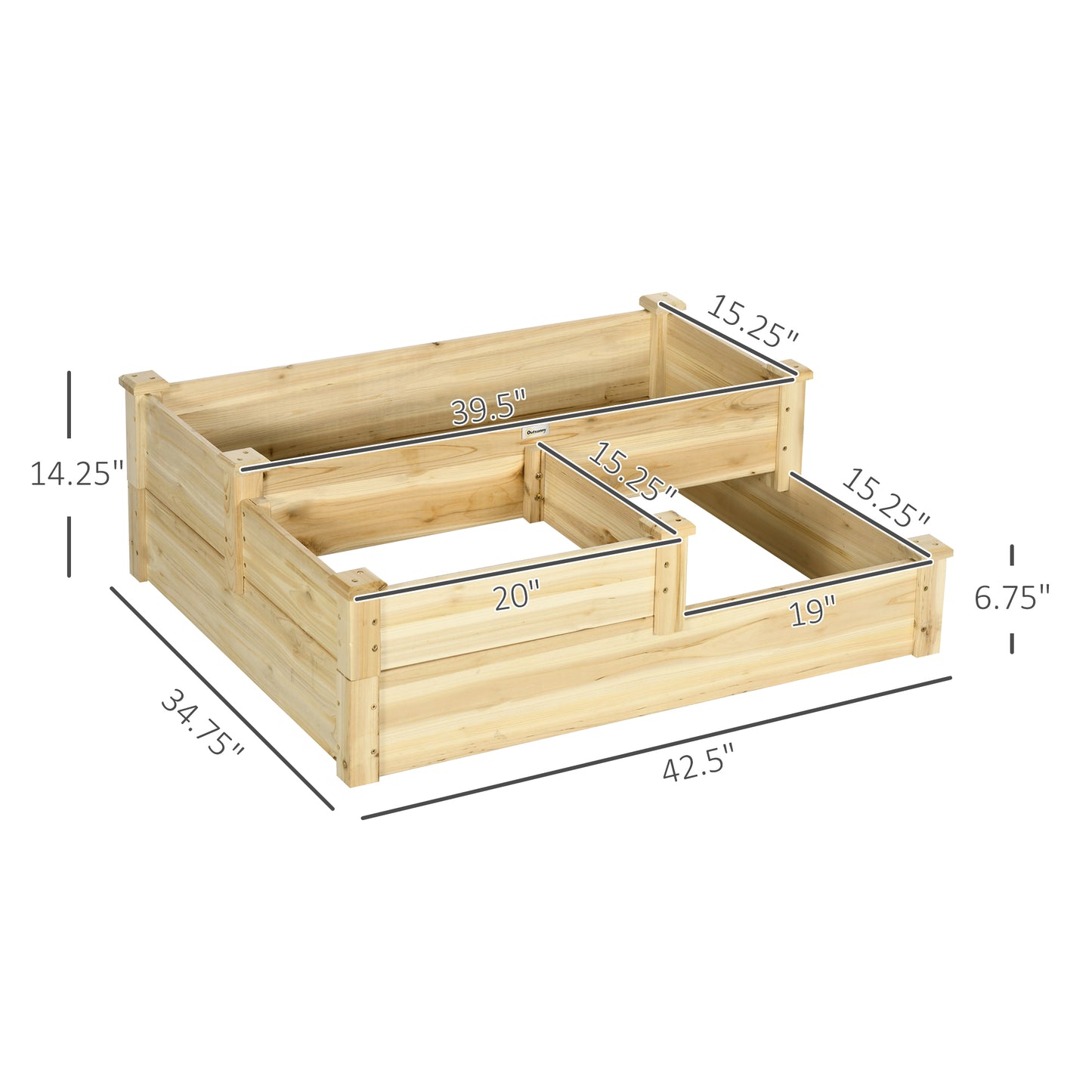 3-Tier Raised Wooden Garden Bed Planter Box Outdoor Planting Garden Bed
