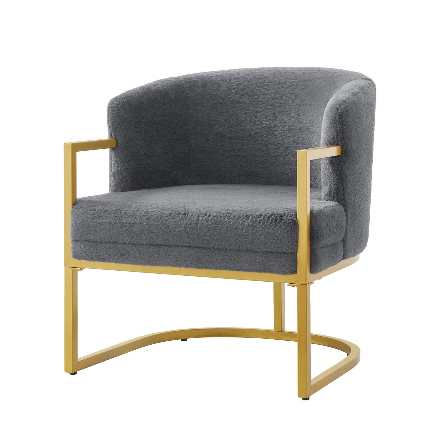 Cozy Grey Accent Chair with Gold Metal Frame - Modern Armchair