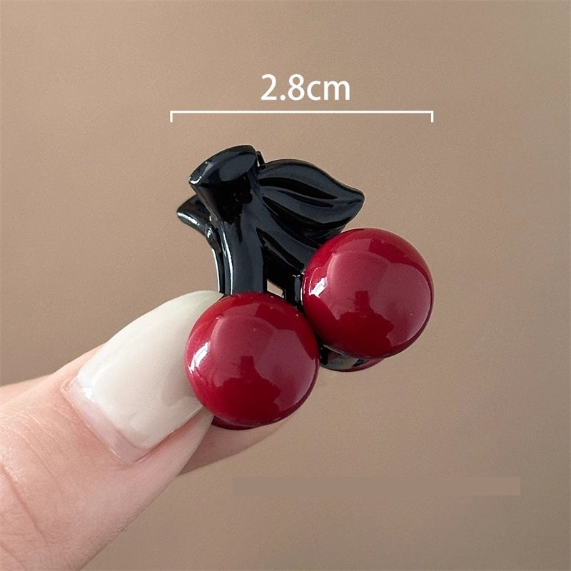 Cute Cherry Hair Clip Small Acrylic - Red