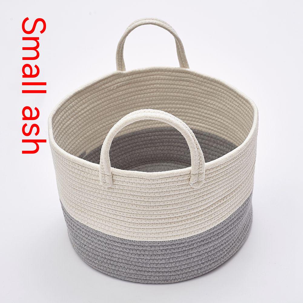 Cotton Braided Storage Basket with Fuzzy Ball Hanging Drop - Multi-Color Home Organizer