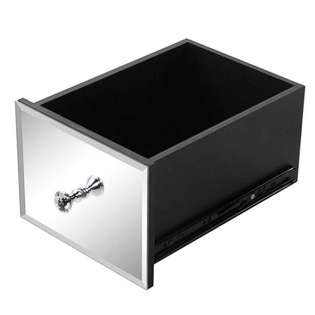 Mirrored Glass Bedside Table with 3 Drawers - Silver
