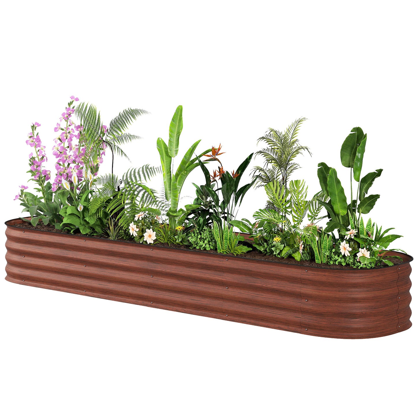 Galvanized Raised Garden Bed Kit Brown 7.9 x 2 x 1 ft | Metal Planter Box