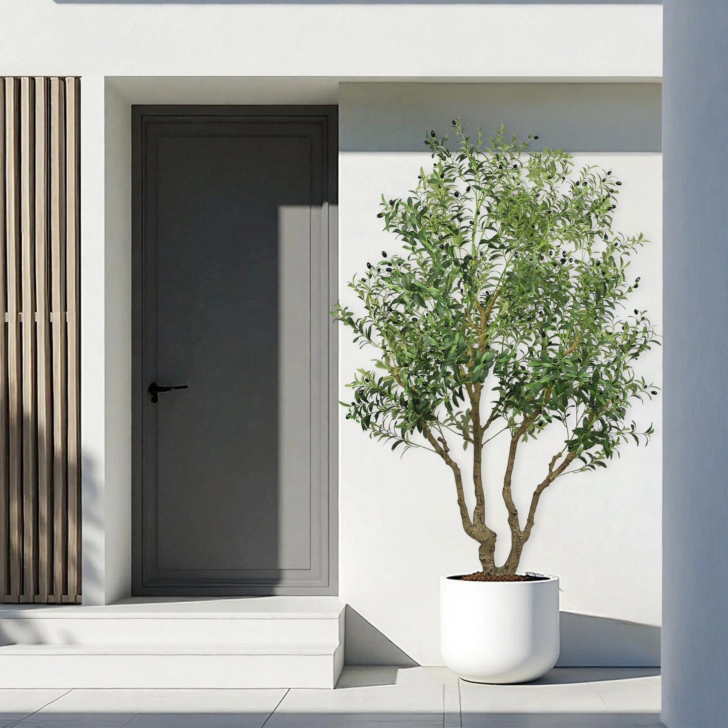 8FT Tall Artificial Olive Tree - Lifelike Faux Potted Plant