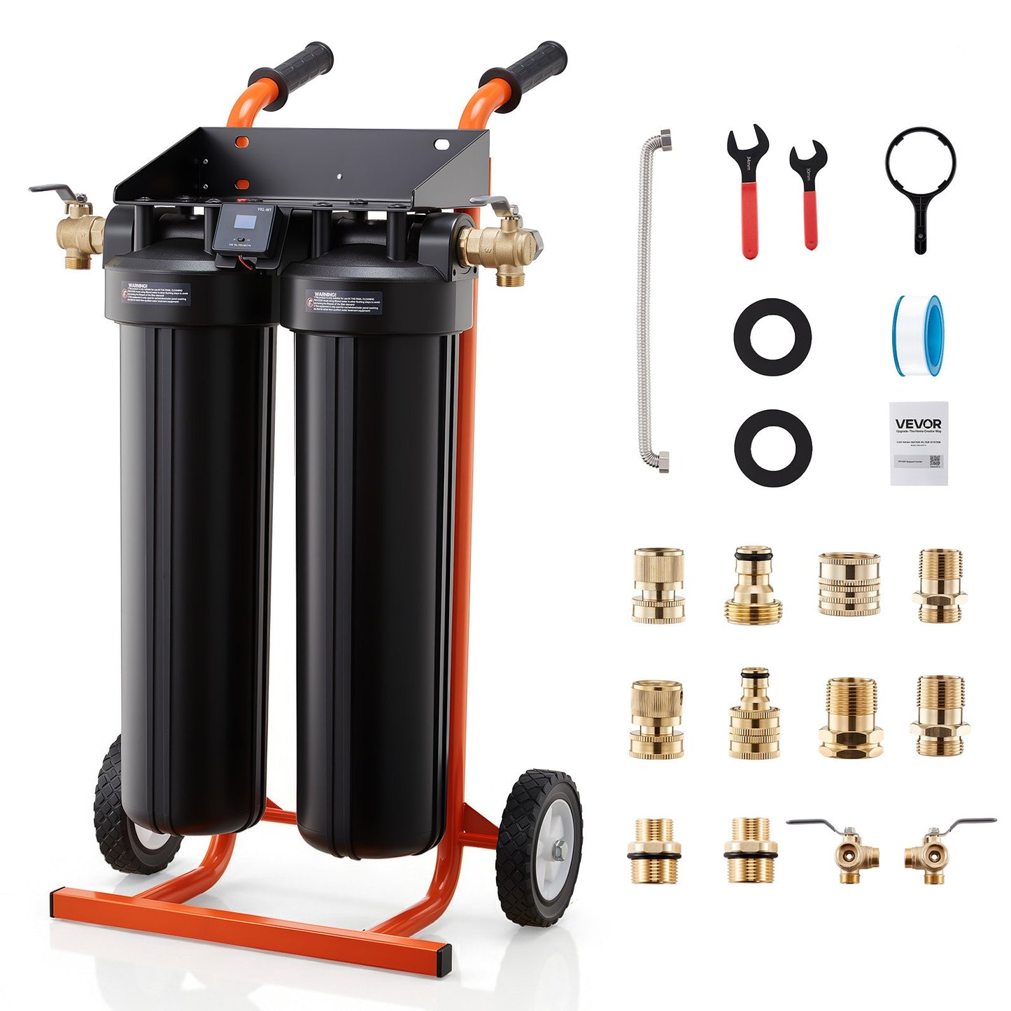 Portable Car Wash Deionized Water System with 2x4L Resin, TDS Meter & Bypass Valve