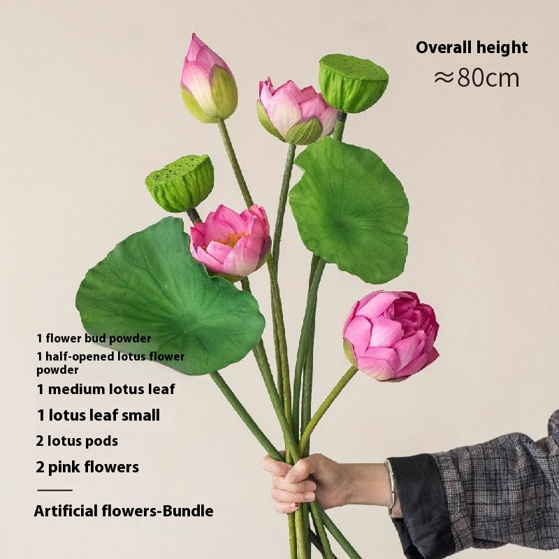 Fake Lotus Flower Decorations Set - Pink, White, Pollen & Blooming Styles