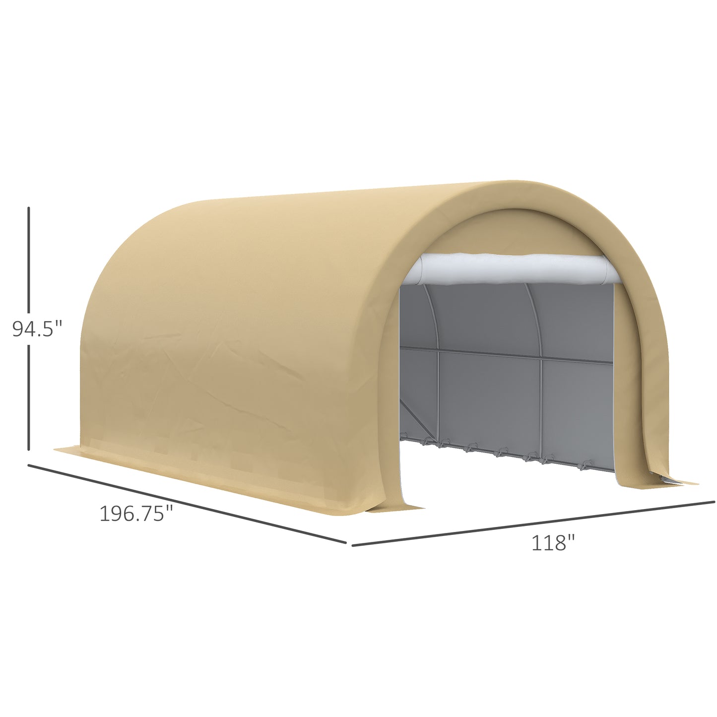 Heavy Duty Portable Garage Canopy - 10x16 ft, Beige