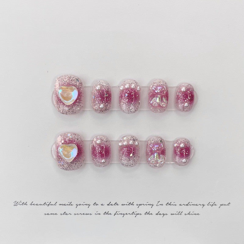 Nail Art Kit with Raspberry Bubble Candy Design for Nail Enhancement