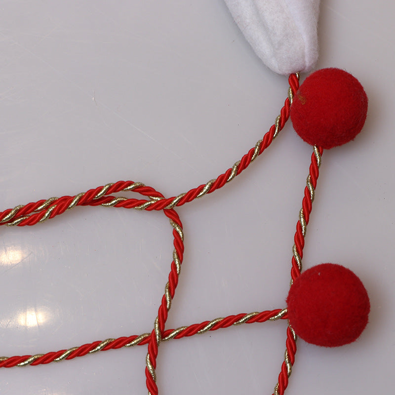 Christmas Hat with Long Shoelace Cartoon Decor - Elderly Snowman Deer Styles