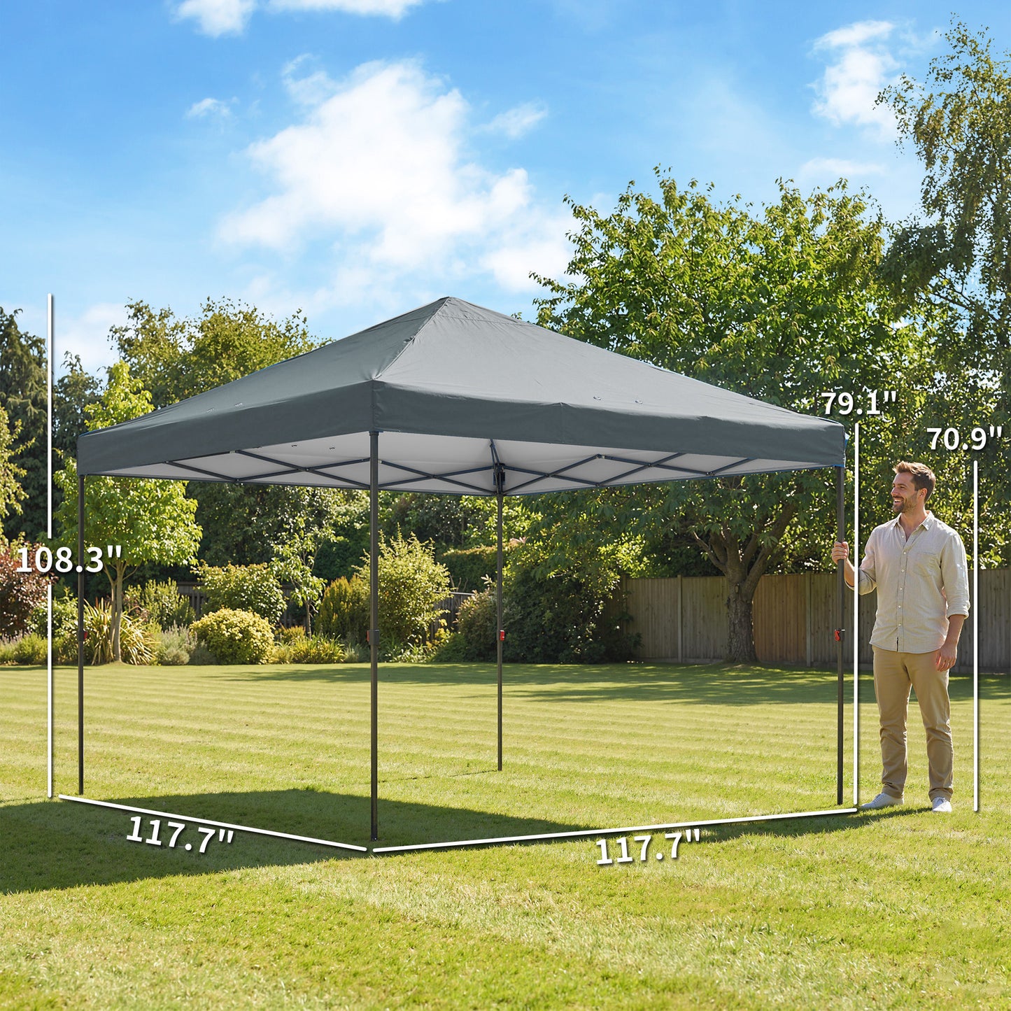 10x10 ft Pop Up Canopy Tent - Portable Outdoor Shelter, Dark Gray