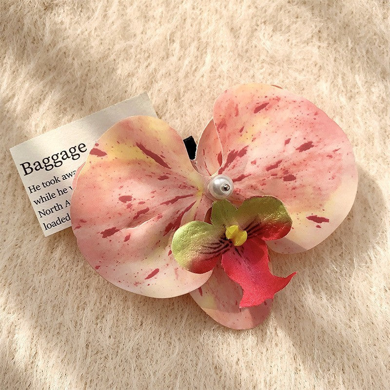 Elegant Butterfly Orchid Hair Clip - Floral Side Grip for Women