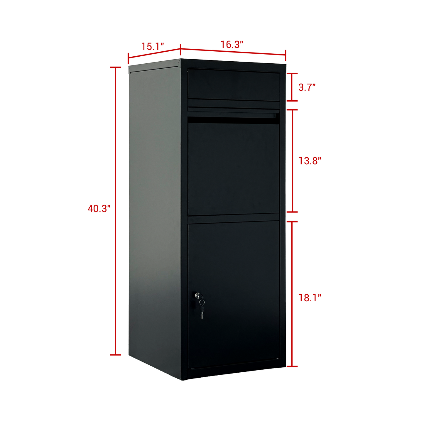 Large Steel Package Delivery Box with Lockable Mail Compartment - Black