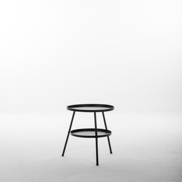 Patio Small Side Table, Round 2 Tier End Metal Coffee Table For