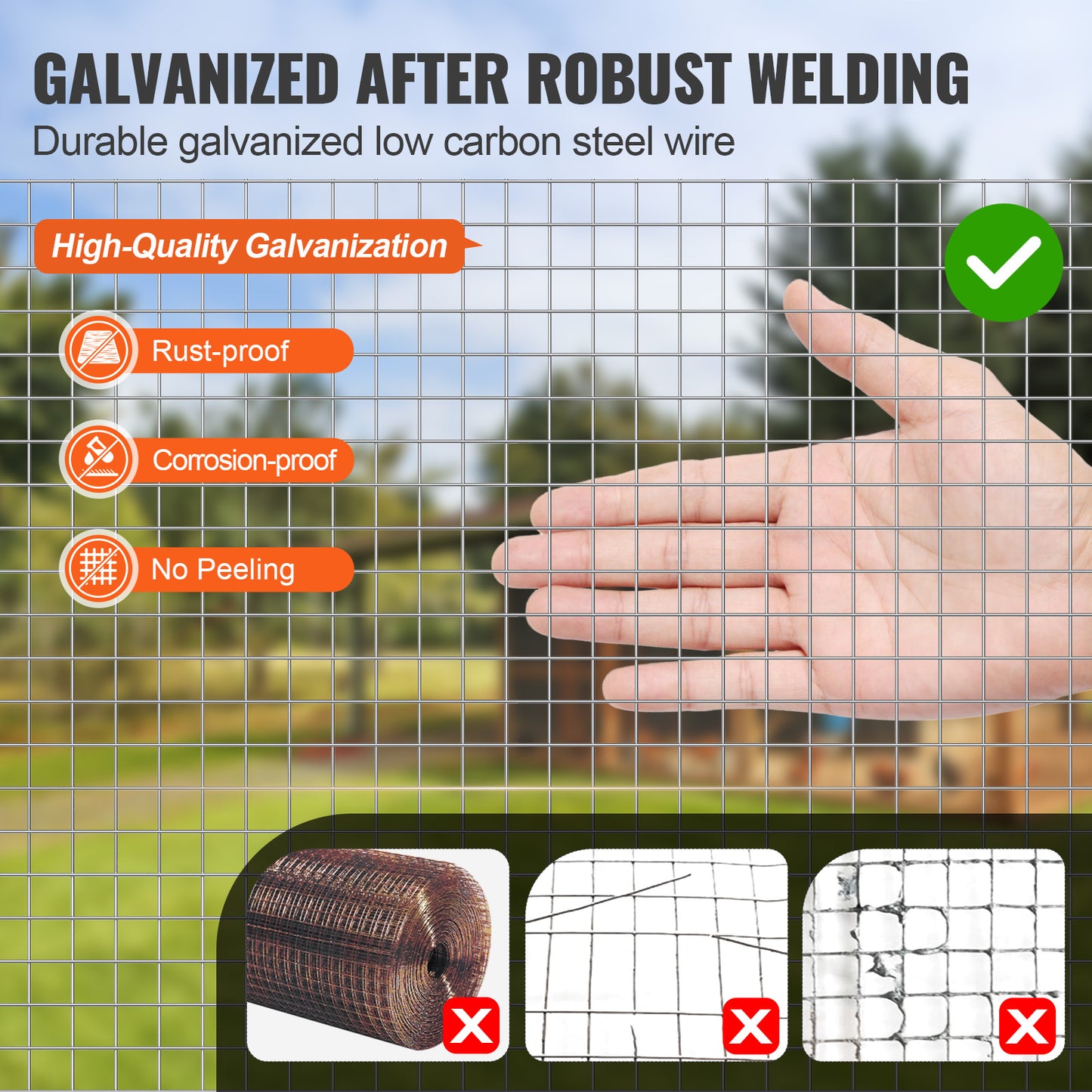 1/2 Inch Galvanized Chicken Wire Fence Roll 48x50 Ft Welded Mesh Supports Poultry Netting