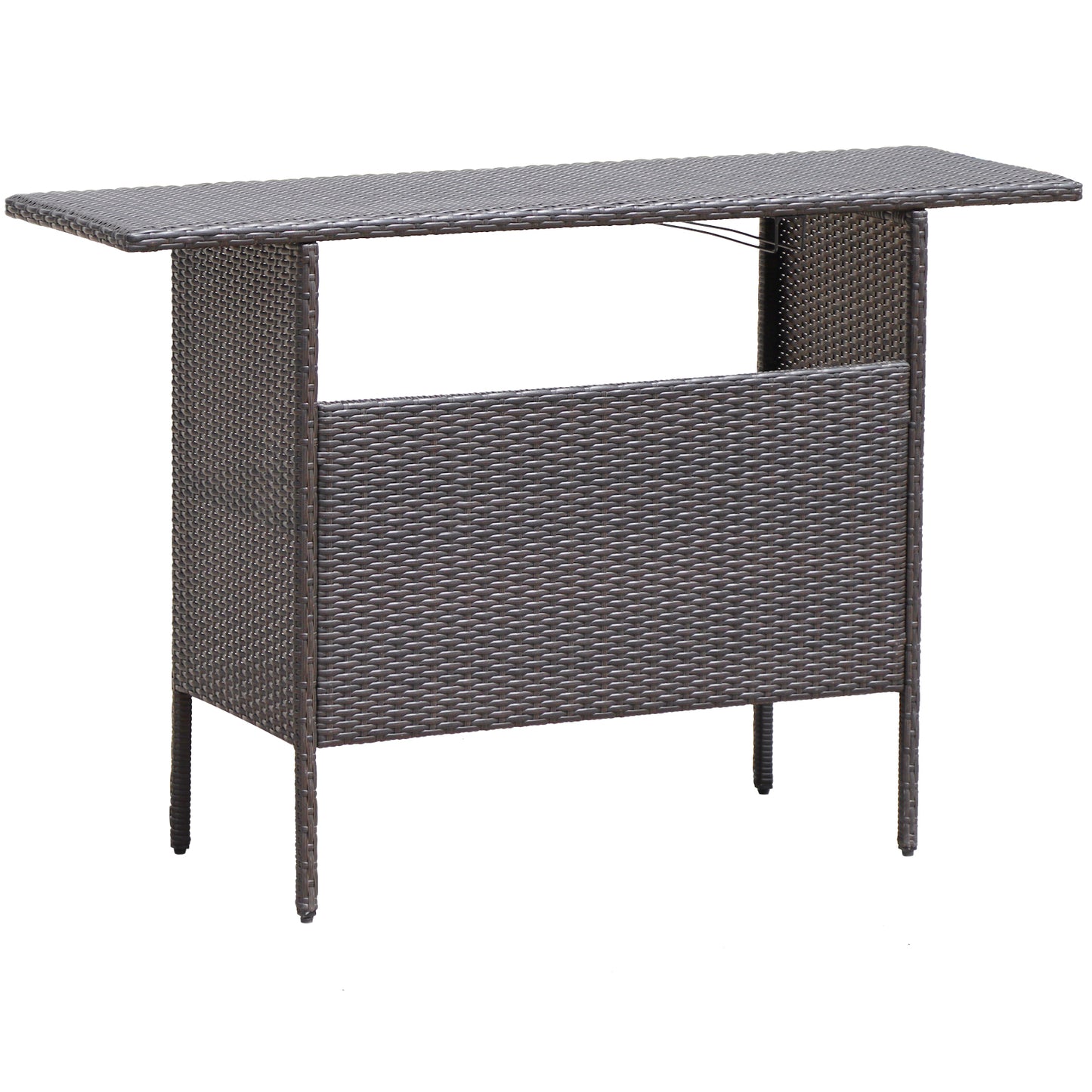 Outdoor Bar Table with 2 Metal Mesh Shelves - Sturdy & Elegant