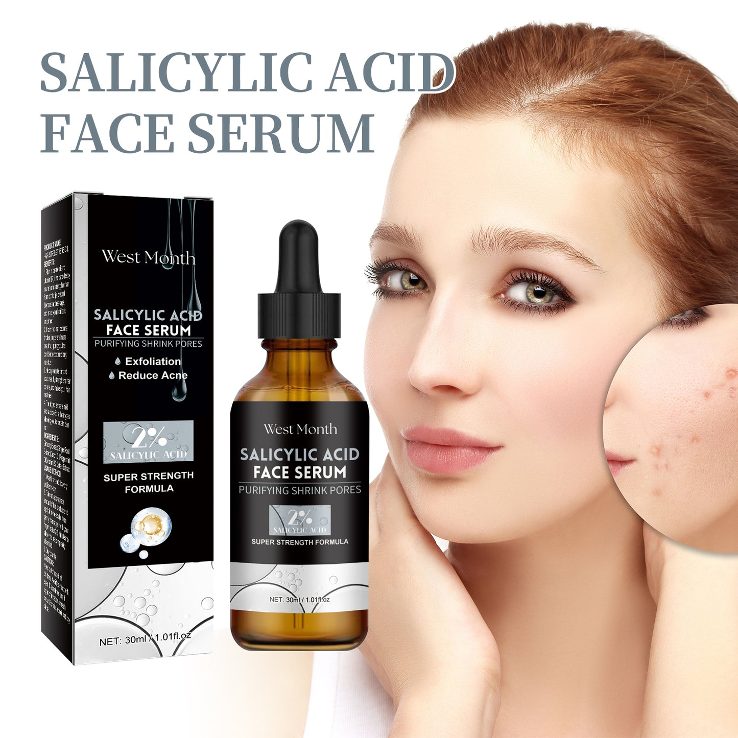 Salicylic Acid Facial Serum for Acne Repair and Oil Control - 30ml