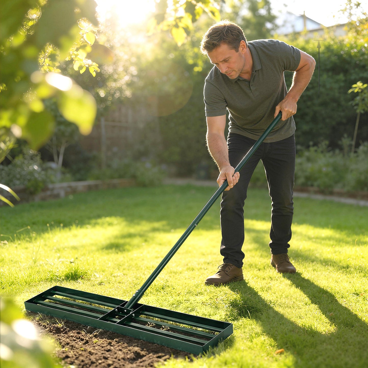 Heavy Duty Lawn Leveling Rake 36-Inch Garden Tool with Adjustable Handle