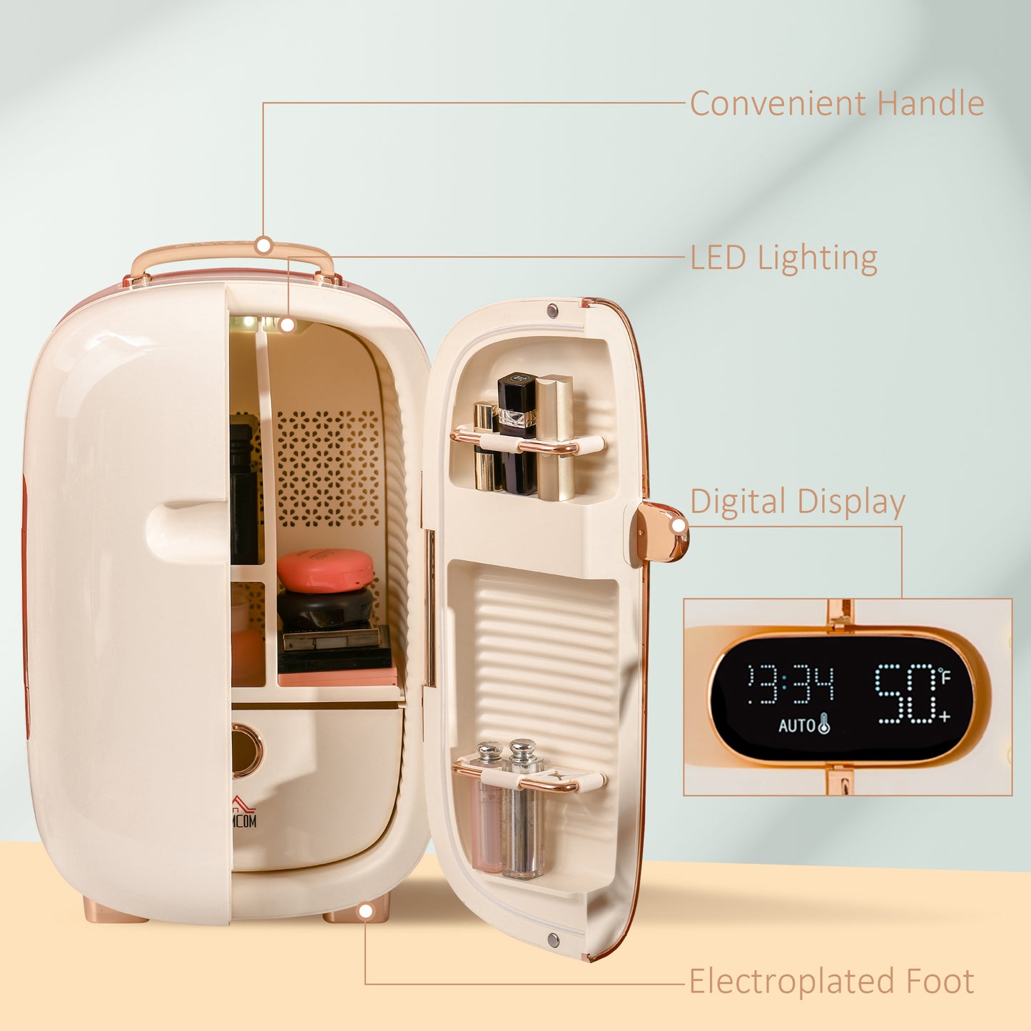 12L Portable Skincare Fridge with LED Display for Beauty & Makeup, White