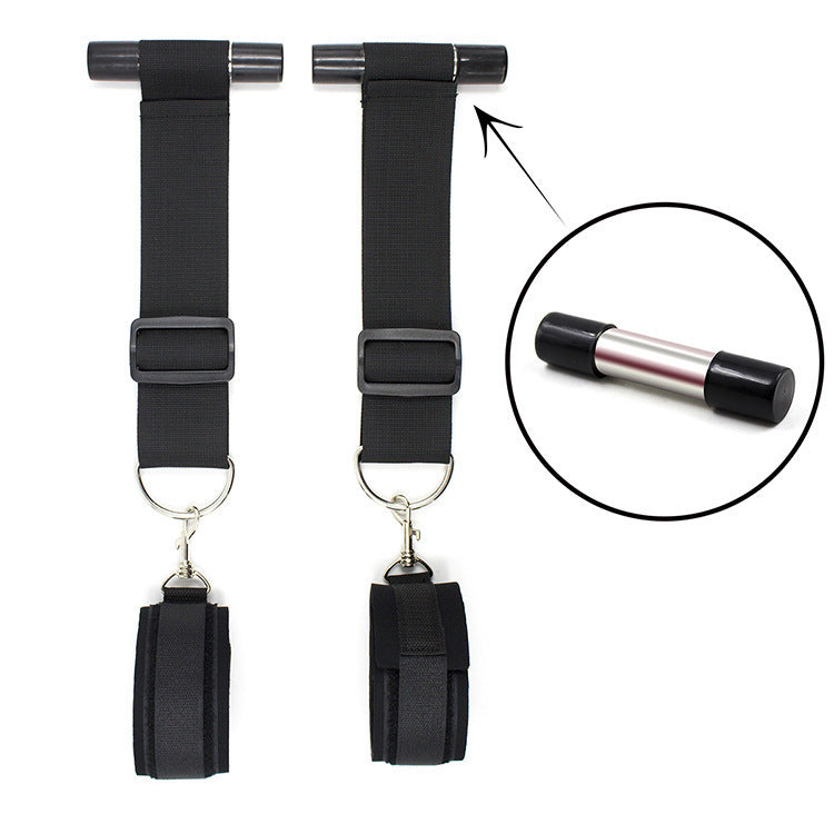 Adult Fun Handcuffs and Nylon Door Hanger Set - Black