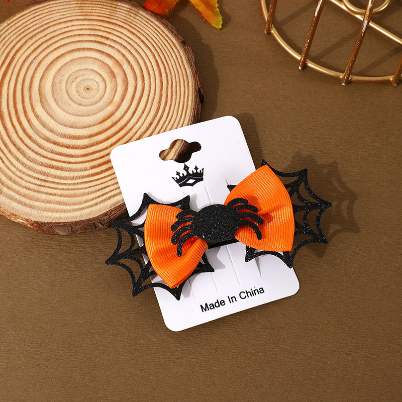 Halloween Hair Barrettes - Spooky Ghost, Pumpkin & Spider Hair Clips