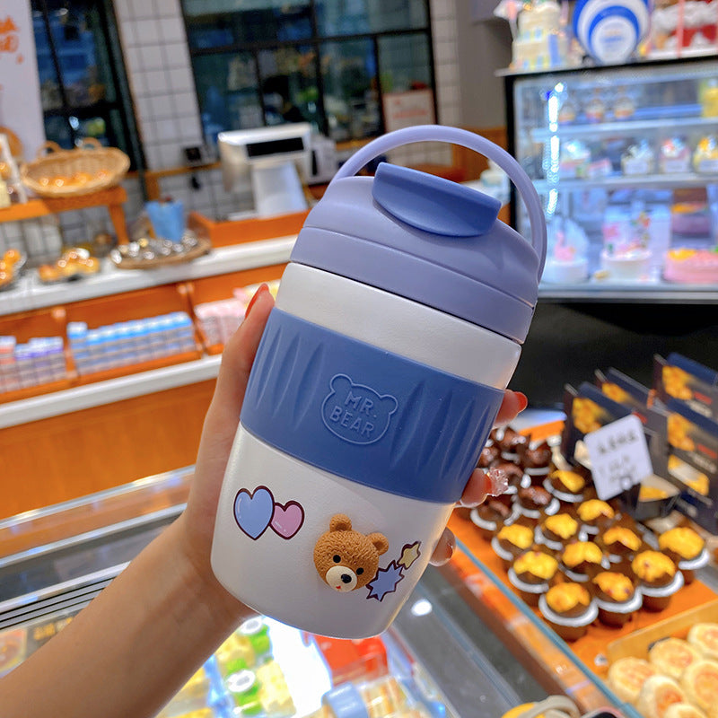 High-Value Stainless Steel Vacuum Flask with Straw - 370ml Portable Insulated Bottle