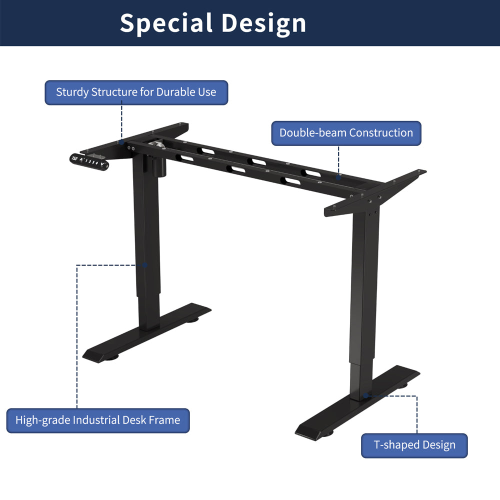 Electric Height Adjustable Standing Desk - 55" Modern Design