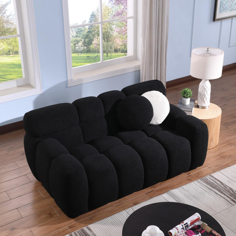 Beige Boucle 2-Seater Sofa - Medium-Soft Seating