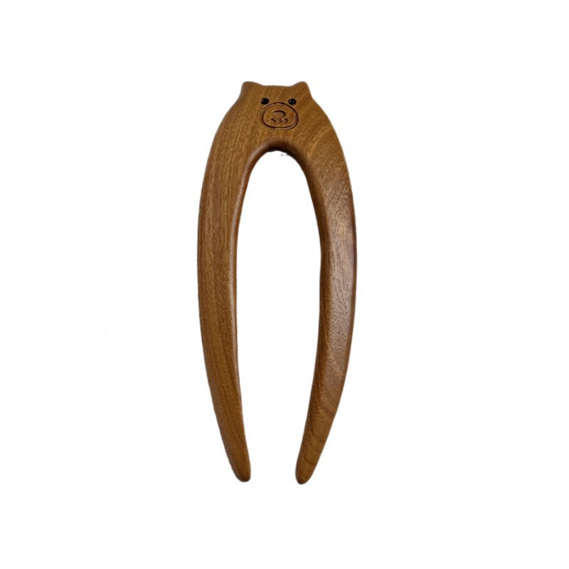 Wooden Hairpin - Chinese Style Geometric Design