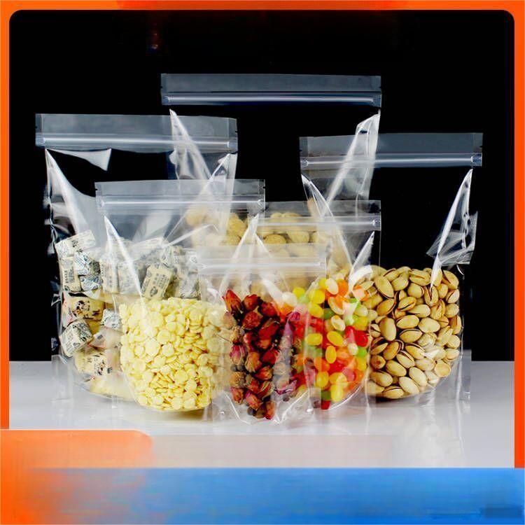 Transparent Stand-Up Food Storage Bag - Thick Plastic Snack Bag