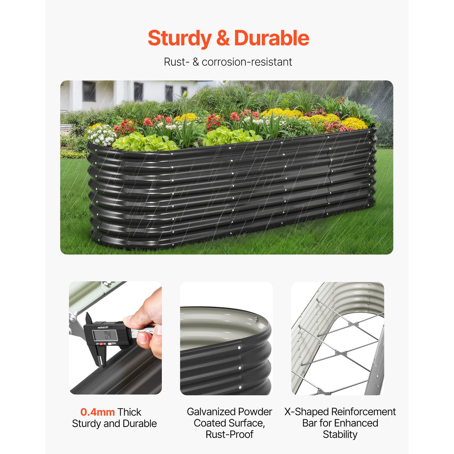 Metal Raised Garden Bed 8x2x2 ft Oval Outdoor Galvanized Planter Box for Vegetables Herbs Flowers