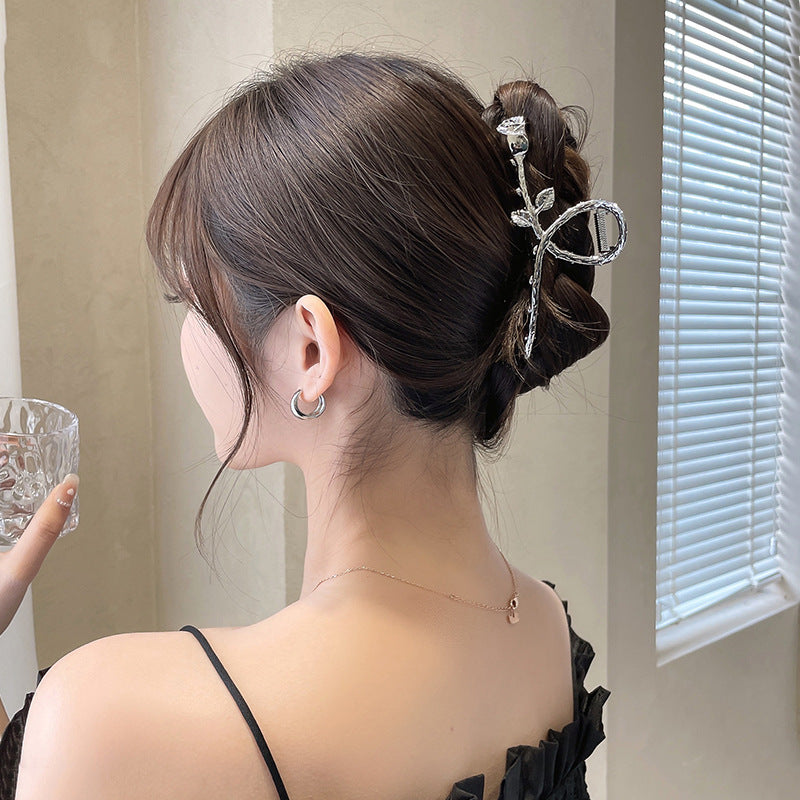 Oversized Metal Hair Clip Set - Rose Style Hair Accessories for Women