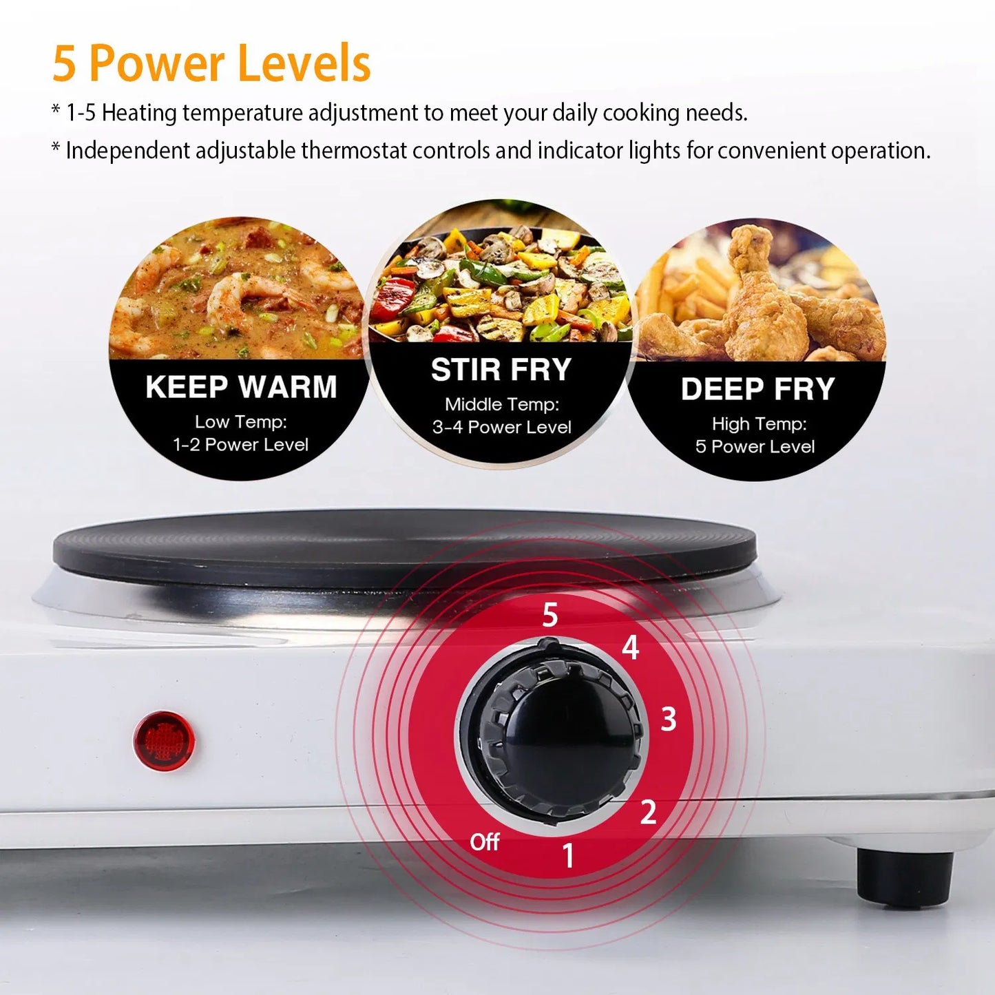 2000W Double Electric Burner - Portable Countertop Hot Plate