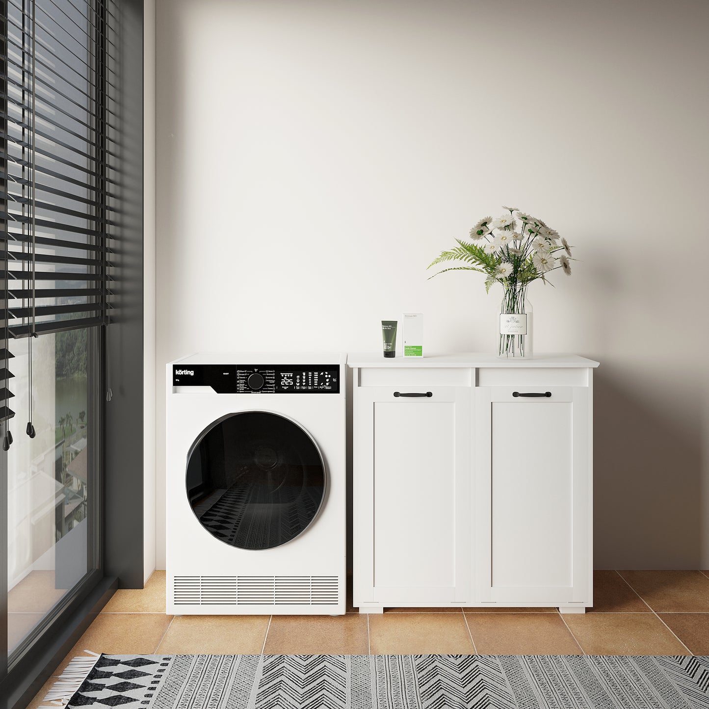 Laundry Cabinet with 2 Removable Liner Bags - White