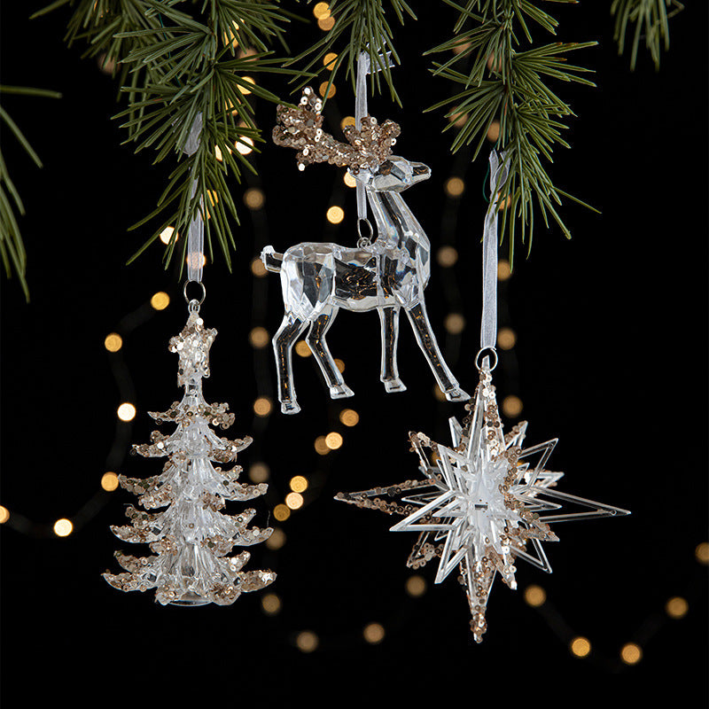 Christmas Sequin Acrylic Pendant Decorations for Holiday & Party Decor