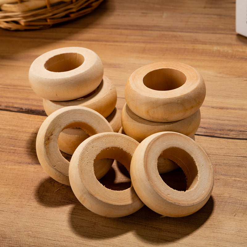 Set of 10 Wooden Napkin Rings - Decorative Kitchen Table Accessories