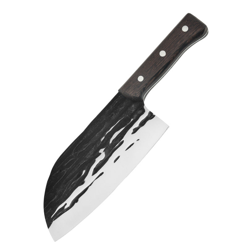 Stainless Steel Kitchen Slicing Knife with Wooden Handle - Forging Pattern, Dual-Purpose