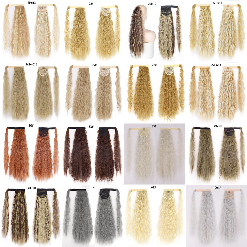 Water Wave Ponytail Wig with Velcro Band High Temperature Synthetic Hair