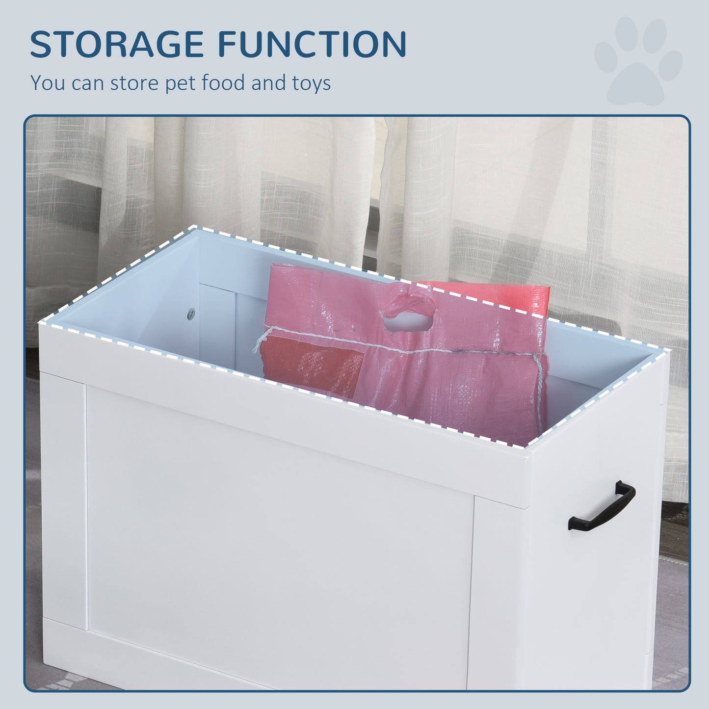 Raised Pet Feeding Station with Stainless Steel Bowls for Large Dogs - White
