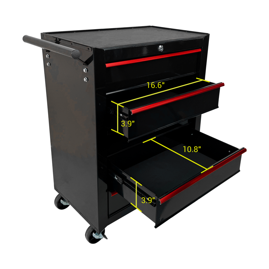 Rolling Metal Tool Chest with 5 Drawers - Black