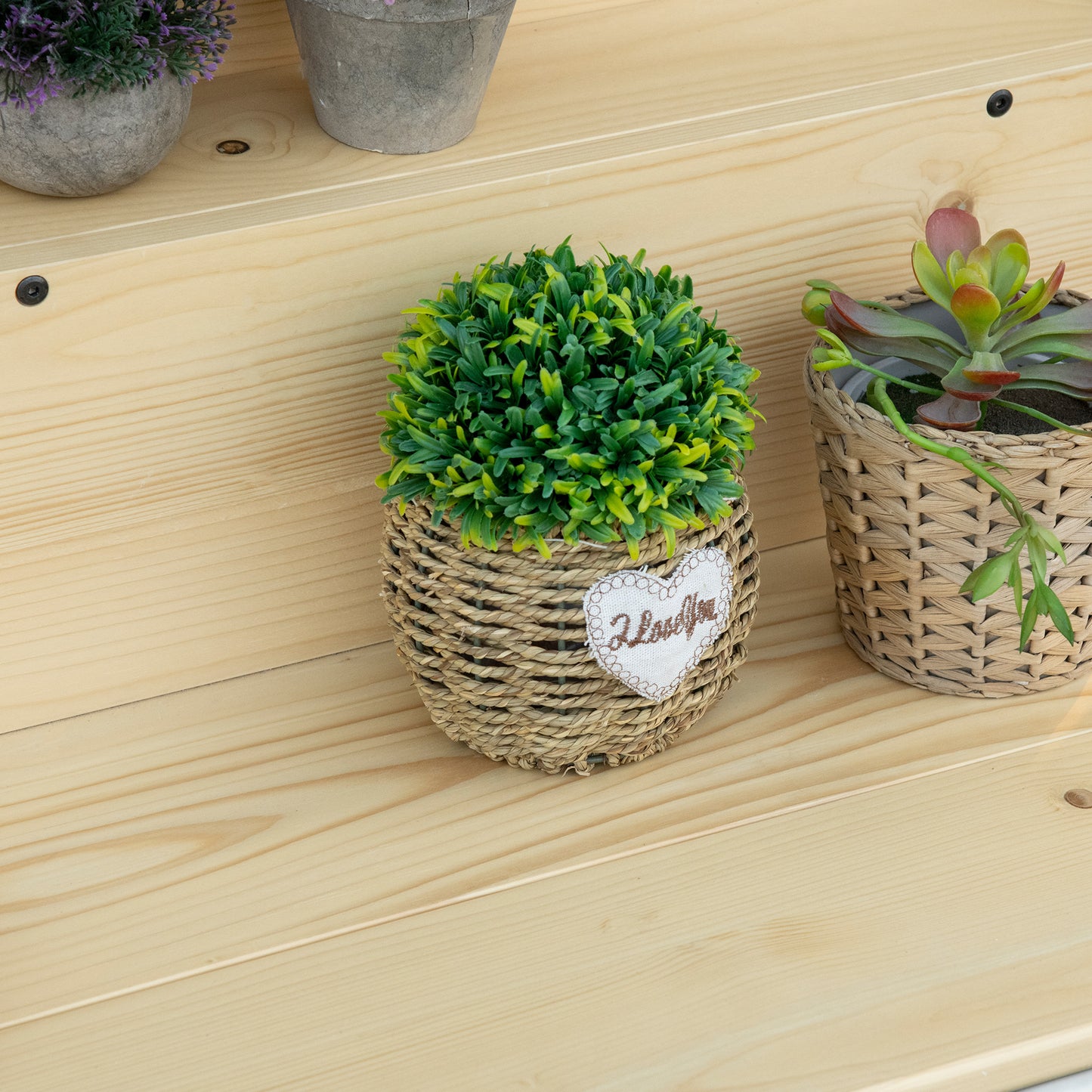 Foldable Spruce Wood Balcony Table for Railing - Natural