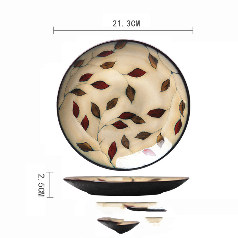 Ceramic Hand-Painted Western Style Breakfast Plate 8 Inch Microwave Safe