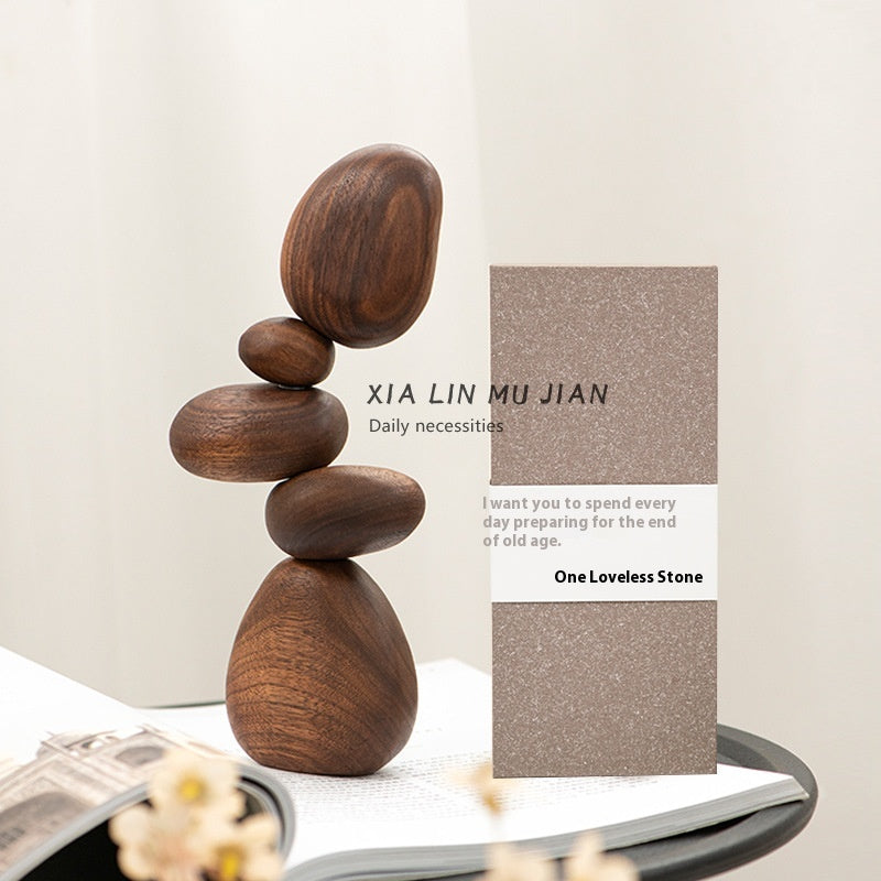 Creative Wooden Balance Rock Decor Set - Housewarming Gift for Home & Garden