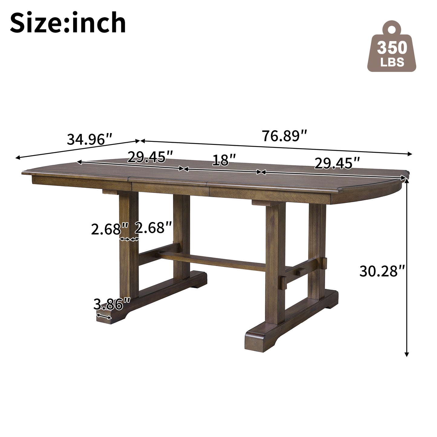 59 -77 Extendable Dining Table, Farmhouse Wooden Kitchen Table With