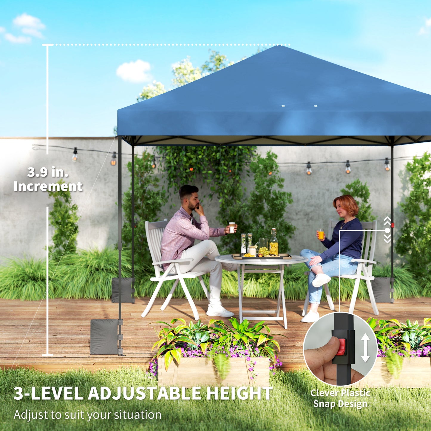 10x10 ft Portable Pop Up Canopy Tent with Roller Bag - Dark Blue
