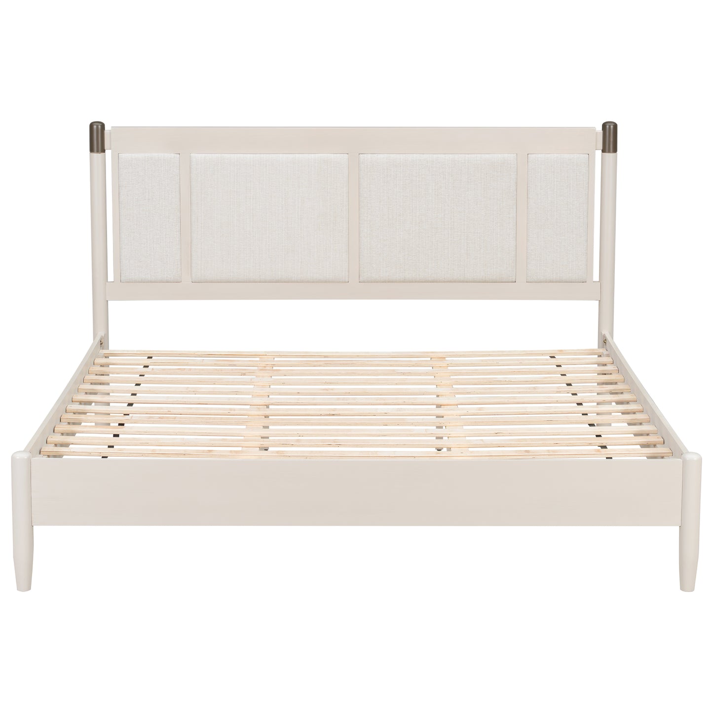 Solid Wood King Bed, Heavy Duty 600 Lbs Support, No Box Spring