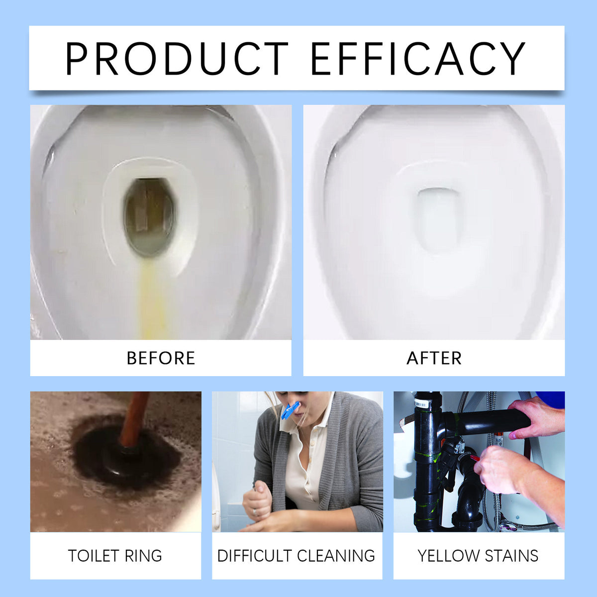 Toilet Cleaning Powder for Bathrooms & Toilets - 150g Foaming Stain & Odor Remover
