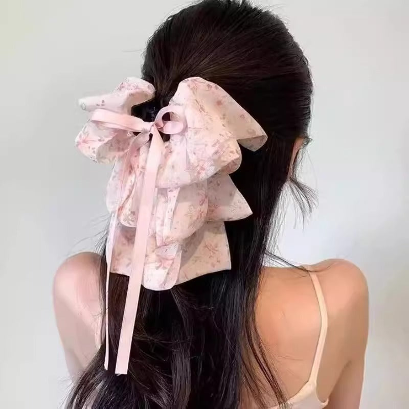 Sweet Bow Hair Clip for Women - Snow Yarn Headband & Hairpin Accessories