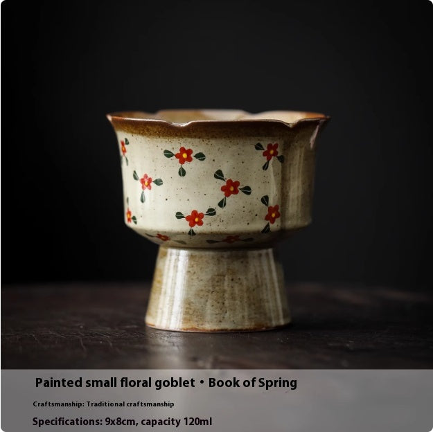 Small Floral Hand-Painted Ceramic Cup Set - Chinese Teaware, 50ml