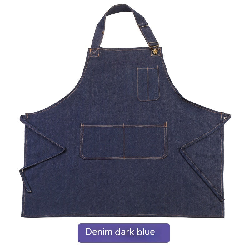 Adjustable Denim Apron for Restaurant and Cafe Kitchen Workwear